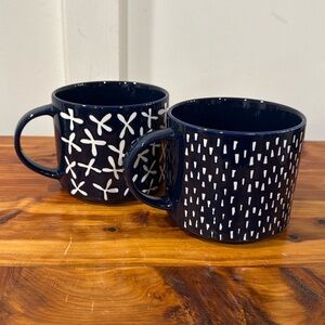 Thirtystone Navy & White Patterned Mugs Set of 2